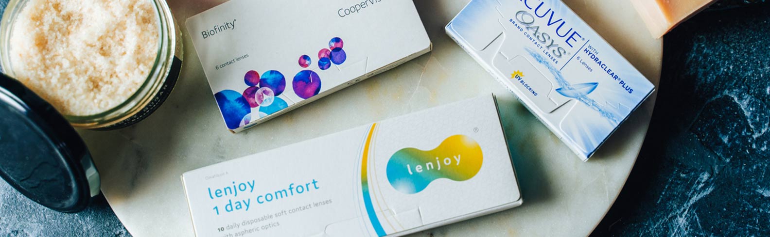 confezioni di lenti a contatto Lenjoy, Biofinity e Acuvue Oasys