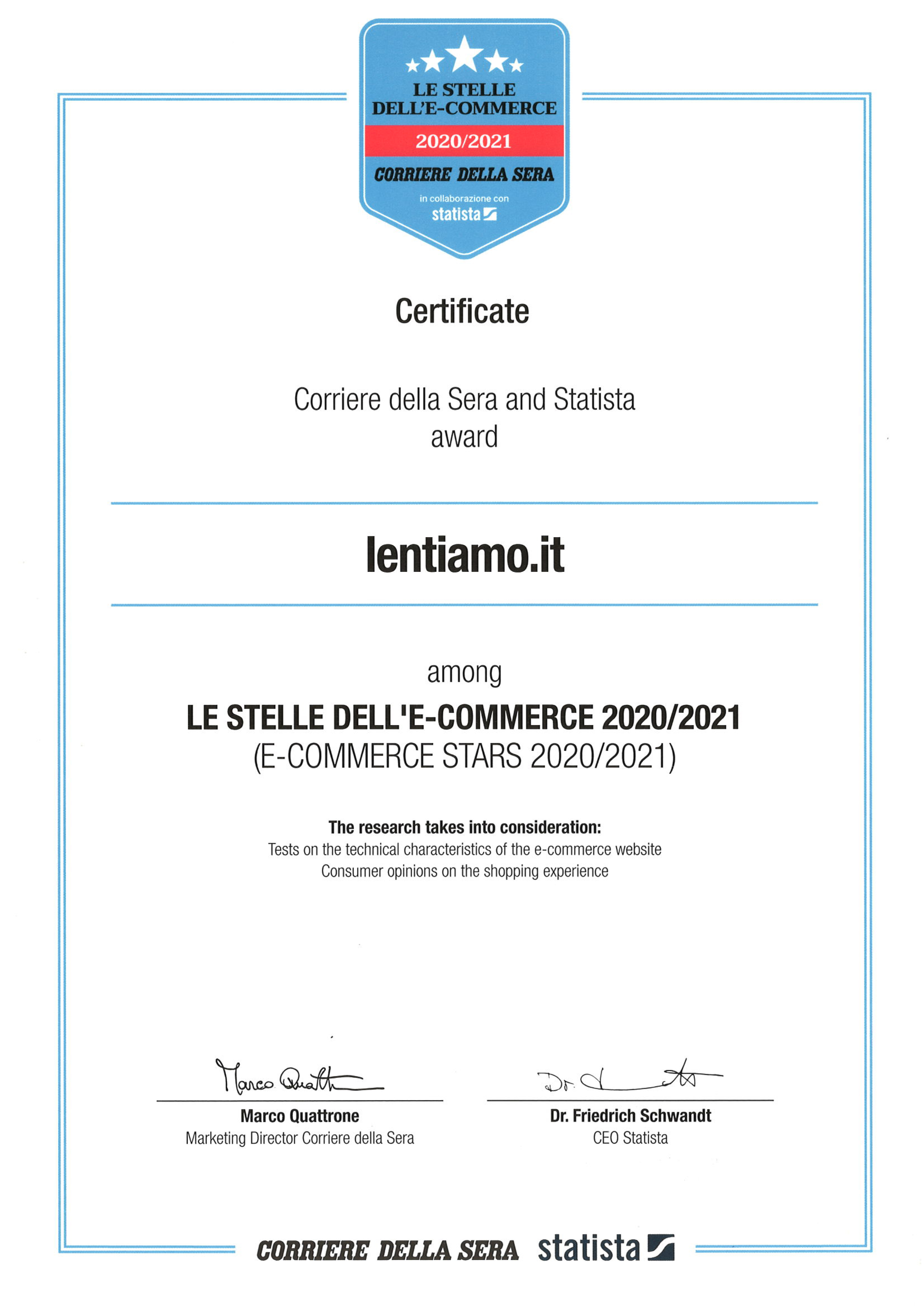 Lentiamo è il miglior e-shop di lenti a contatto e occhiali in Italia
