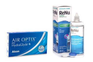 Air Optix Plus Hydraglyde (6 lenti) + ReNu MultiPlus 360 ml con portalenti